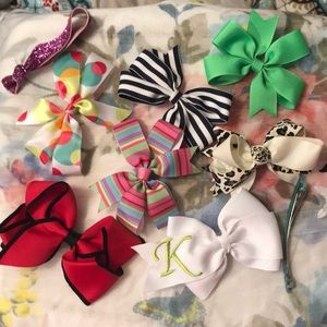 Assorted hair bow, barrettes, and headbands